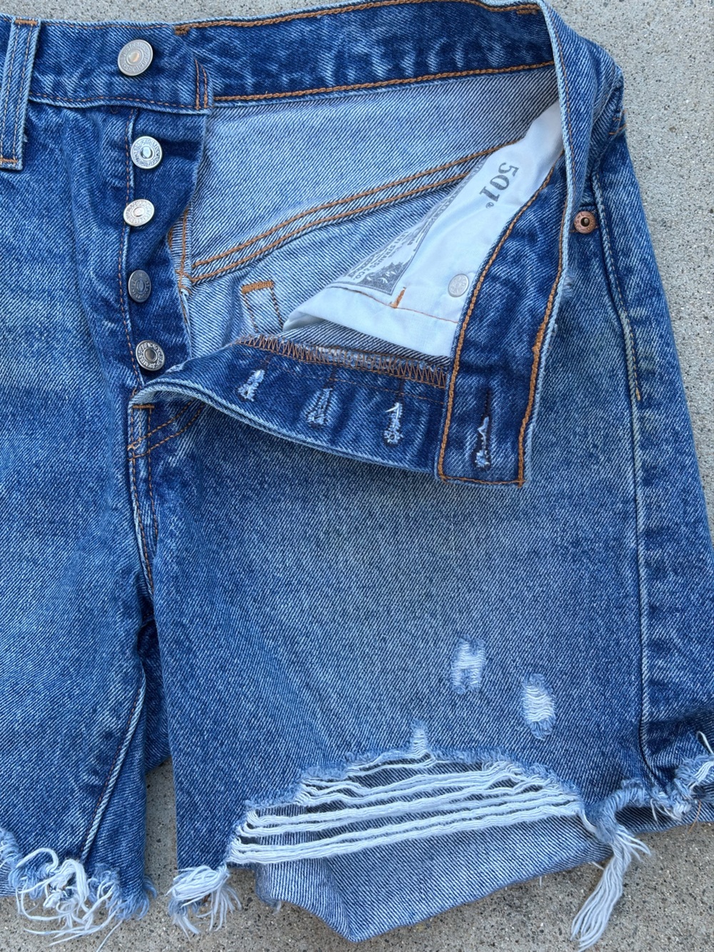 Women's Levi's 501 Jorts Blue Solid 29 Short Cut-Off Retro Daisy Duke Premium